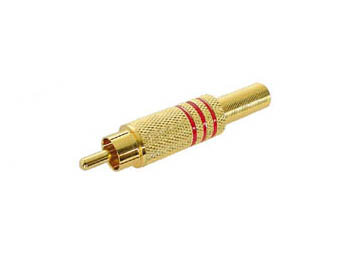 MANNELIJKE-RCA-PLUG---VERGULD---ROOD-(CA048R)
