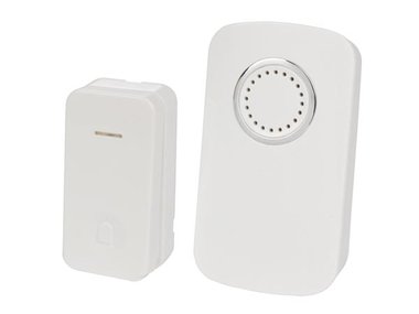 DRAADLOZE PLUG-IN DEURBEL MET 1 DRUKKNOP OP KINETISCHE ENERGIE (EDKP1)