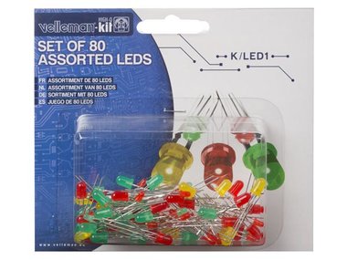 SET LEDS - 80 st. - 2 GROOTTES - 3 KLEUREN (K/LED1)