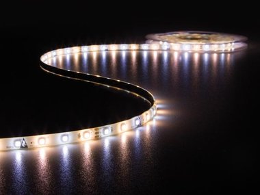 KIT MET LED-STRIP, CONTROLLER EN VOEDING - 300 LEDs - 5 m - 12 VDC - WARMWIT & KOUDWIT (LEDS12CWW)