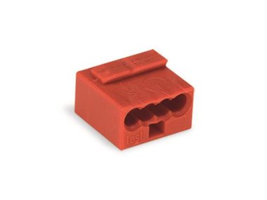 MICRO PUSH-WIRE CONNECTOR FOR JUNCTION BOXES 4-CONDUCTOR TERMINAL BLOCK, RED (WG243804)