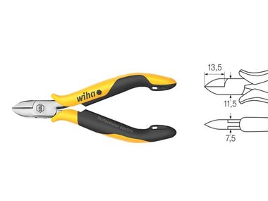 Wiha Zijkniptang Professional ESD brede, halfronde kop met facet (26831) 115 mm (WH26831)