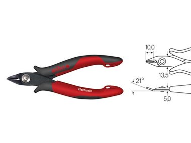 Wiha Zijkniptang Electronic brede, spitse kop zonder facet (27391) 138 mm (WH27391)