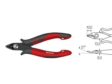 Wiha Zijkniptang Electronic brede, spitse kop met kleine facet (27393) 138 mm (WH27393)