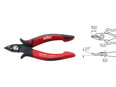 Wiha Zijkniptang Electronic brede, spitse kop en draadklemveer zonder facet (27395) 138 mm (WH27395)
