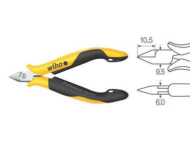 Wiha Zijkniptang Professional ESD smalle, spitse kop met kleine facet (27443) 115 mm (WH27443)