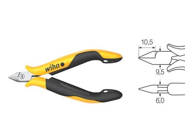 Wiha Zijkniptang Professional ESD smalle, spitse kop zonder facet (33521) 115 mm (WH33521)