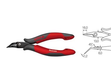 Wiha Puntbektang Electronic smalle, lang kop gebogen vorm, ca. 40° in blister (41222) 158 mm (WH41222)