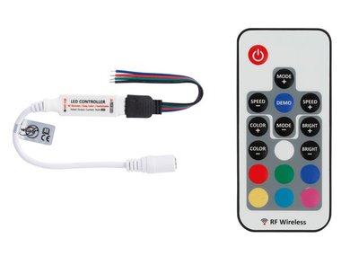 MINI RGB LED-CONTROLLER - MET RF-AFSTANDSBEDIENING (LEDC27)