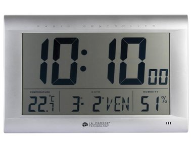 DCF-WANDKLOK MET KALENDER, VOCHTIGHEID, TEMPERATUUR EN ALARM - 41 x 27 x 4,3 cm (WS8009)