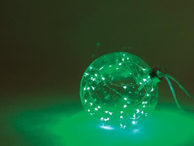 Glasslight LED - glazen ledbol - transparant - 12 cm - 40 leds - groen - batterijen niet meegeleverd (GLL-LED-BAUBLE-008-G)
