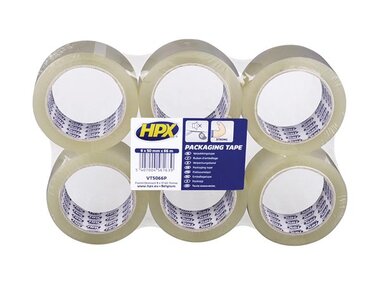 Packaging tape flatpack 6 rolls - transparent 50mm x 66m (HPXVT5066P)