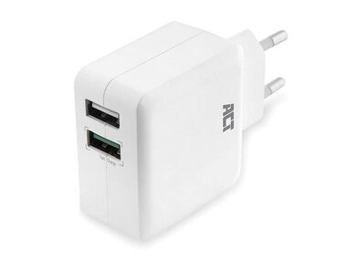 USB-oplader, 2 x USB-A, Quick Charge 3.0-functie, 30 W, 4 A, wit (ACTAC2125)