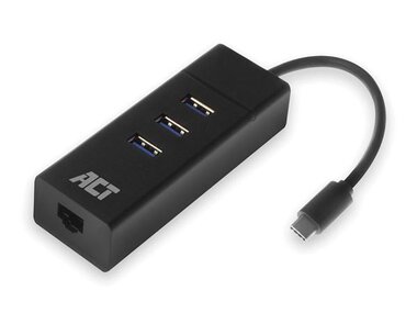 USB-C 3.2 Gen1 hub 3 poorten met Gigabit netwerkpoort. (ACTAC6400)