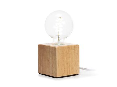 Lamp base - decoratieve lampvoet - eikenhout - kubus (V-STAND-CUB-OAK)
