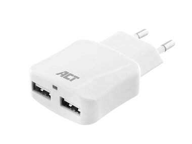 USB-lader 110-240 V 2-poorts slim laden 2.1 A wit (ACTAC2115)