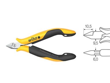 Wiha Zijkniptang Professional ESD smalle, spitse kop met facet (26808) 115 mm (WH26808)