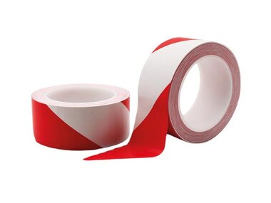 PVC-markeringstape 5cm x 33m - Rood/Wit (PT-MA5X33RW)