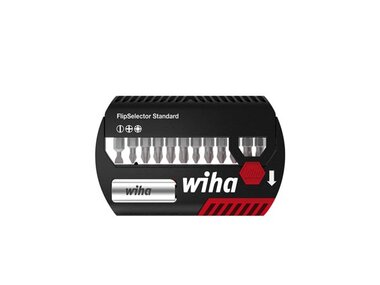 Wiha Bitset FlipSelector Standard 25 mm sleufkop, Phillips, Pozidriv 13-delig 1/4 met riemclip in blister (39049) (WH39049)