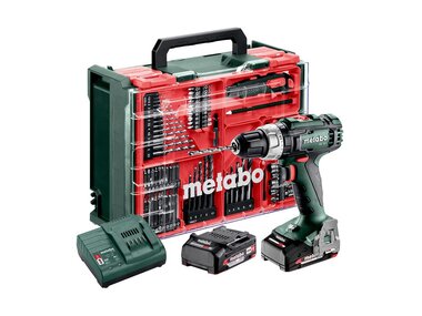 SB 18 L accuklopboorset, 18V 2 x 2Ah Li-power, acculader SC 30, kunststof koffer, mobiele werkplaats (MTB-614053710)
