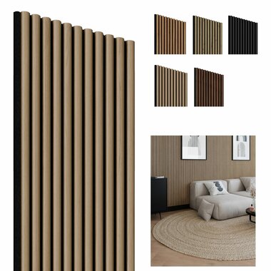 Perel Akoestisch wandpaneel Eik-Zwart, 1250 x 300mm, 11 lamellen 10 x 20mm, vilt 8mm (4st) (M-Z80811)